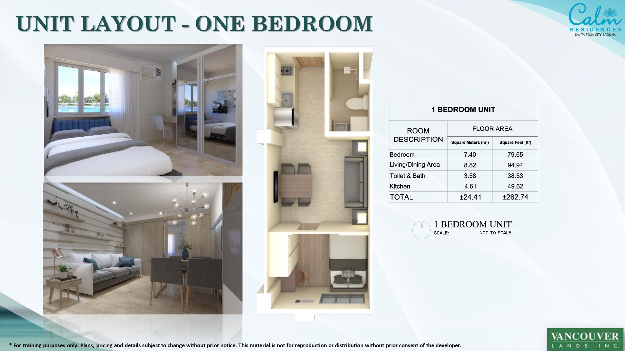 SMDC Calm Residences - 1 Bedroom Unit